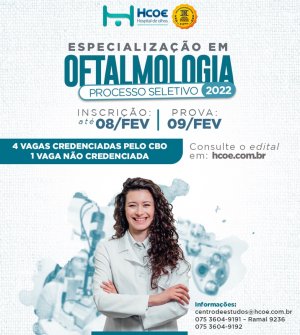 Inscrições para curso de Especialização em Oftalmologia estão abertas